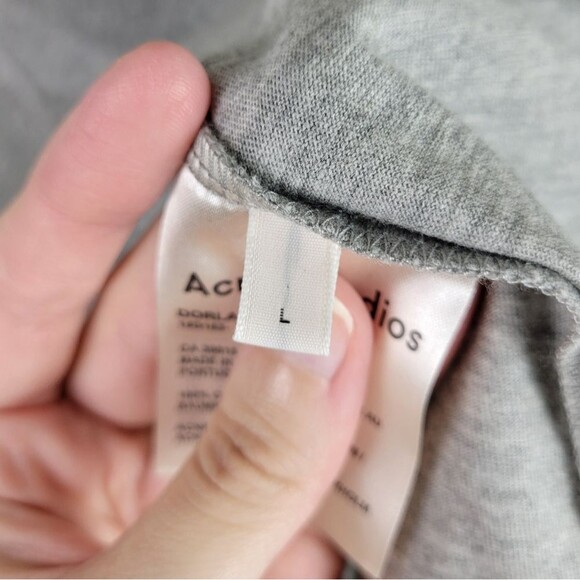 Acne Studios Dorla Solid Grey Cotton Short Sleeve Top Shirt - Picture 5 of 6